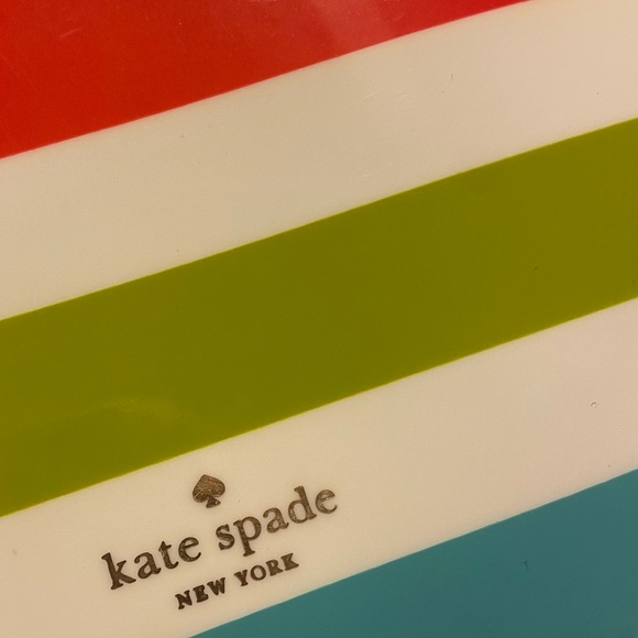 Kate Spade small zip patent bag stripes colorful 8.5”x 5” - Picture 5 of 8